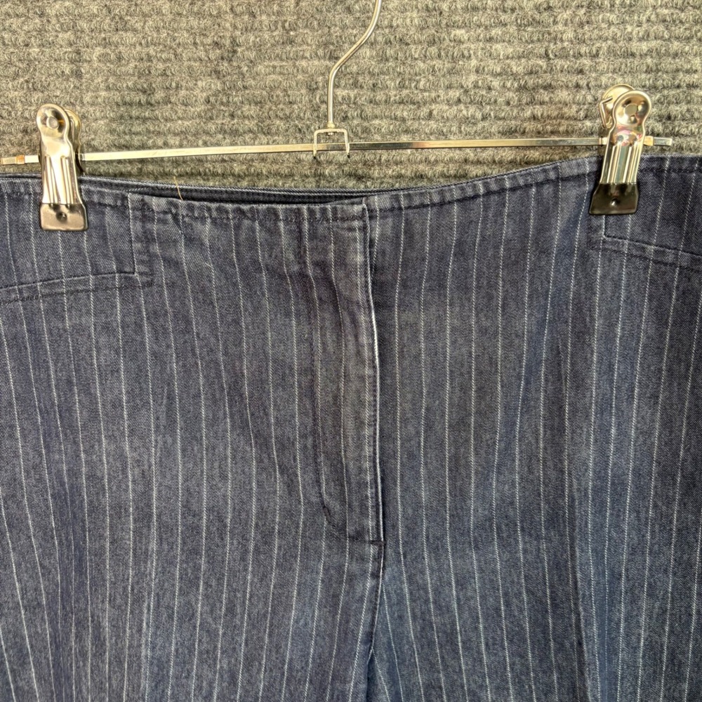 Vintage Y2K Mossimo Blue Pinstripe Denim Cropped Pants Cuffed Straight Leg Sz 10 - Picture 3 of 5